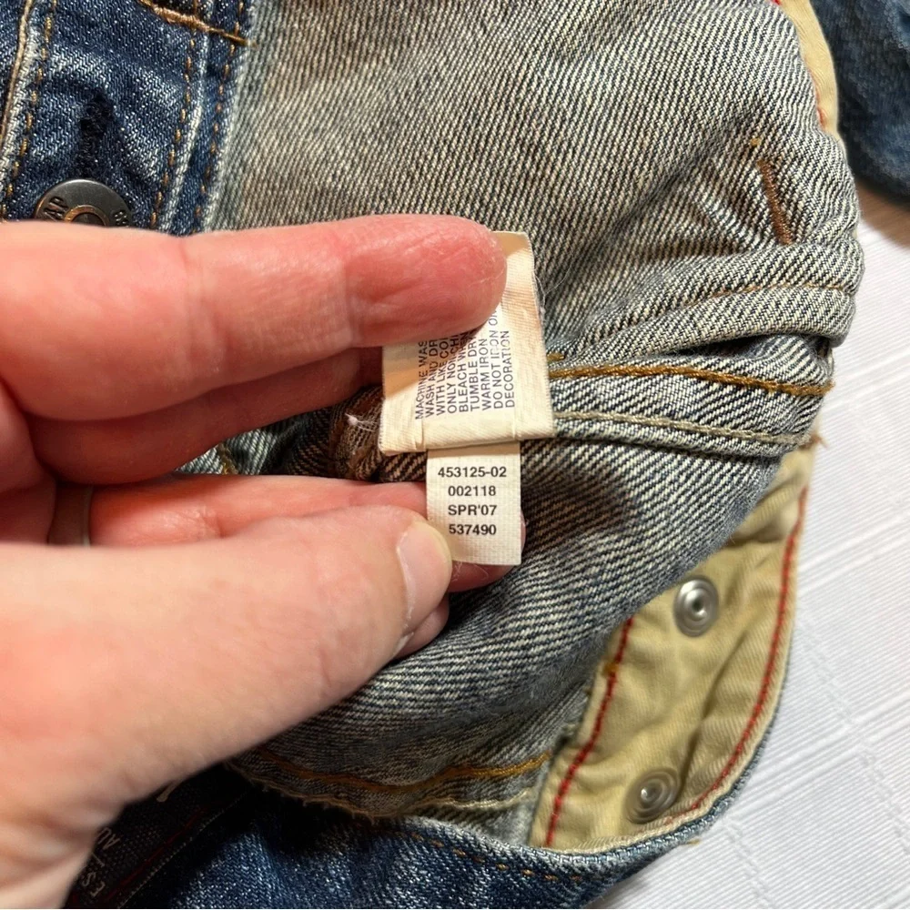 GAP Kids Classic Y2K Blue Jean Jacket Distressed Size XS 4-5 100% Cotton Western - Picture 10 of 14